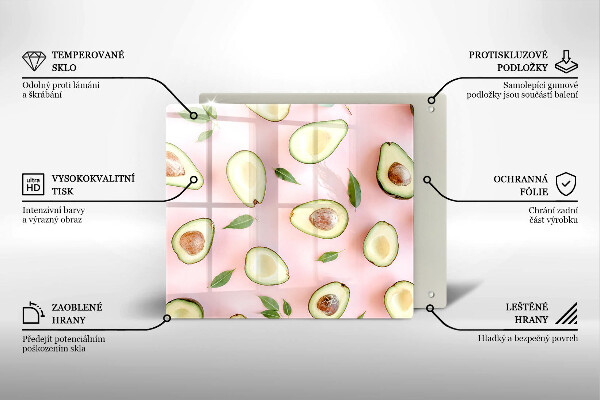 Üveg vágódeszka Avokádó minta