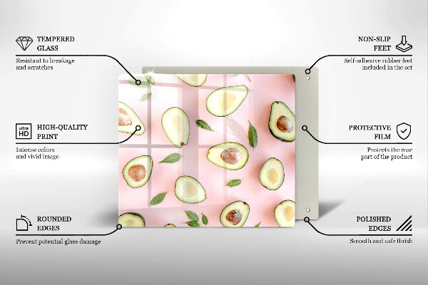 Üveg vágódeszka Avokádó minta