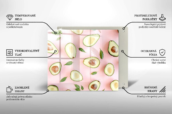 Üveg vágódeszka Avokádó minta