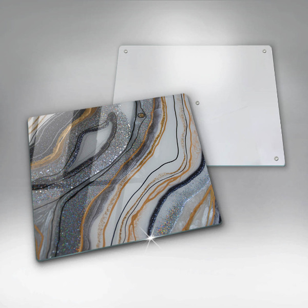 Üveg vágódeszka szikla arannyal