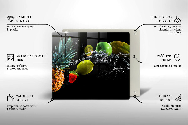 Üveg vágódeszka Gyümölcsök vízben