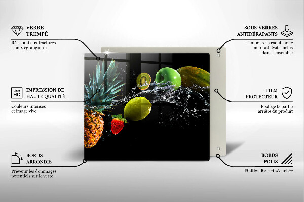 Üveg vágódeszka Gyümölcsök vízben