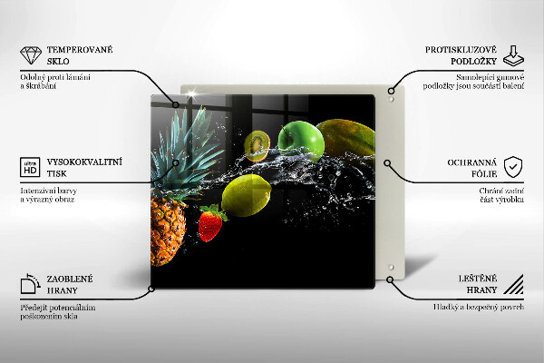 Üveg vágódeszka Gyümölcsök vízben
