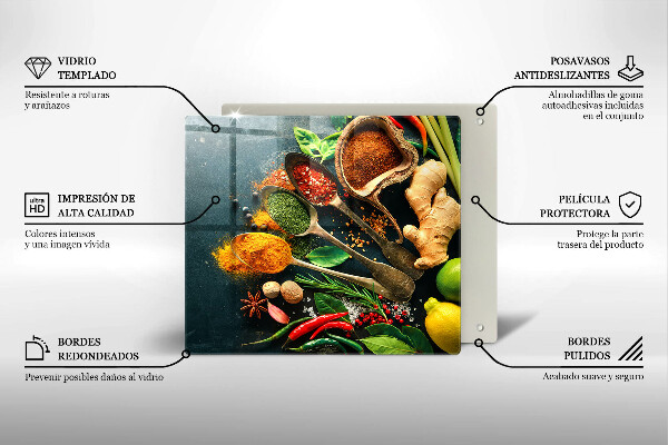 Üveg vágódeszka Konyhai fűszerek kanál