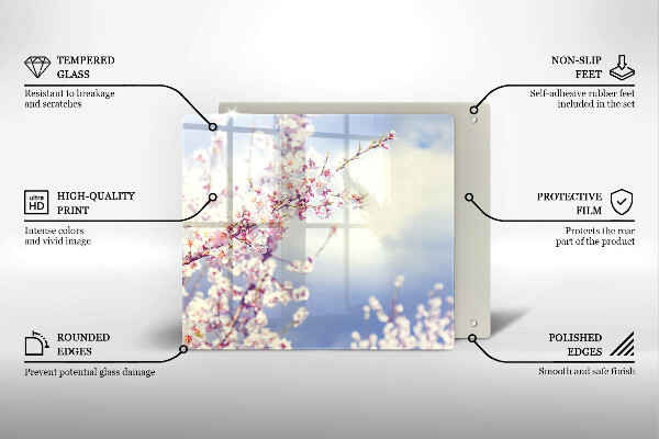 Üveg vágódeszka Virágzó fa