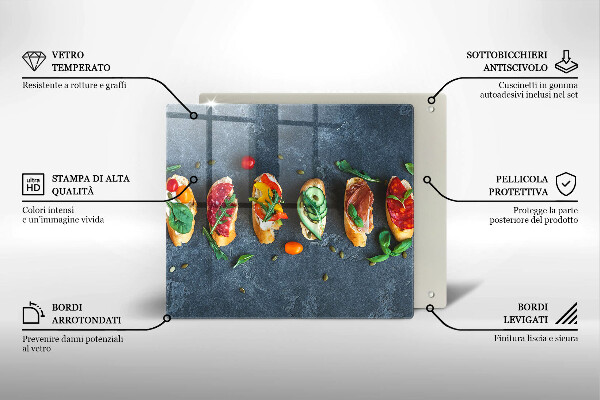 Üveg vágódeszka Színes szendvicsek