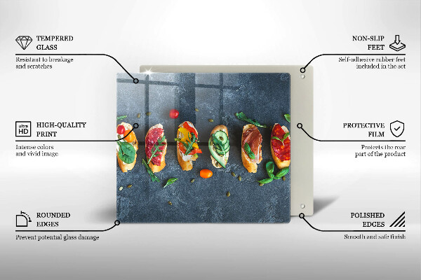 Üveg vágódeszka Színes szendvicsek