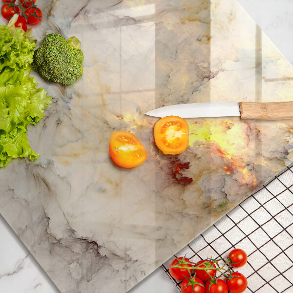 Üveg vágódeszka Márvány textúra arannyal