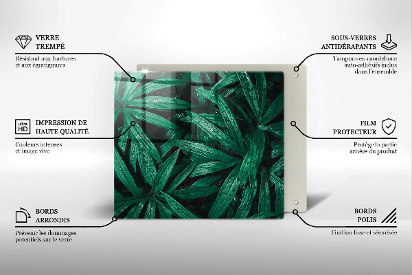 Üveg vágódeszka Növények levelei