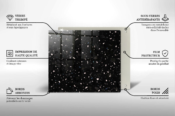 Üveg vágódeszka Sötét kőedény