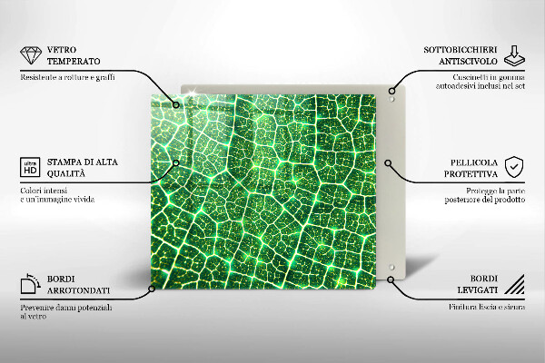 Üveg vágódeszka Levélszerkezet