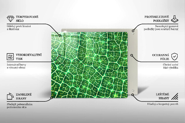 Üveg vágódeszka Levélszerkezet