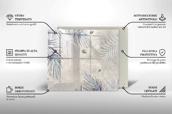 Üveg vágódeszka Finom levelek
