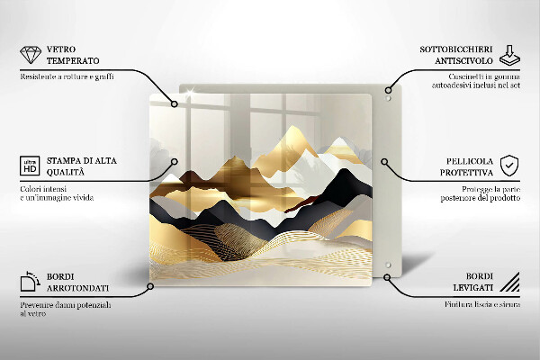 Üveg vágódeszka Absztrakt arany hegyek