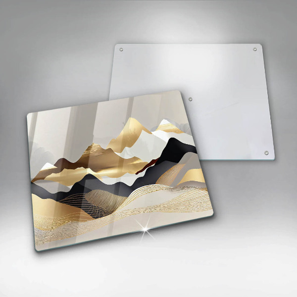 Üveg vágódeszka Absztrakt arany hegyek