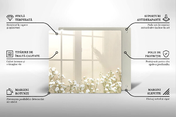 Üveg vágódeszka Gipsz boho virágok