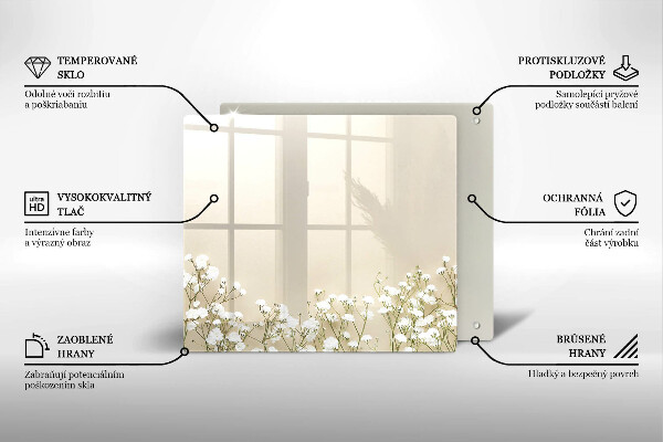 Üveg vágódeszka Gipsz boho virágok