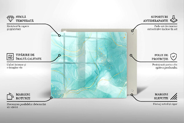 Üveg vágódeszka Kék és arany absztrakció