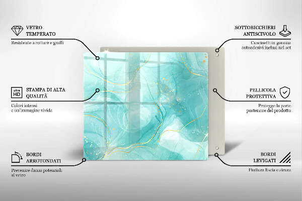 Üveg vágódeszka Kék és arany absztrakció