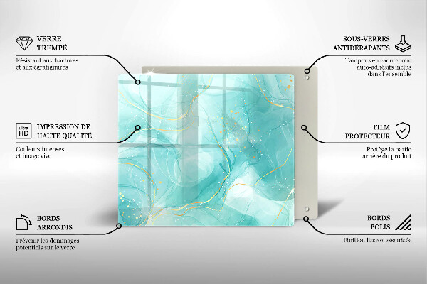 Üveg vágódeszka Kék és arany absztrakció