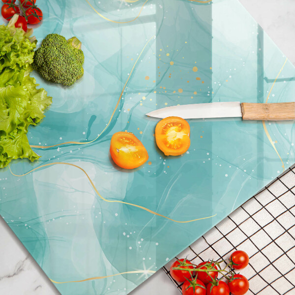 Üveg vágódeszka Kék és arany absztrakció