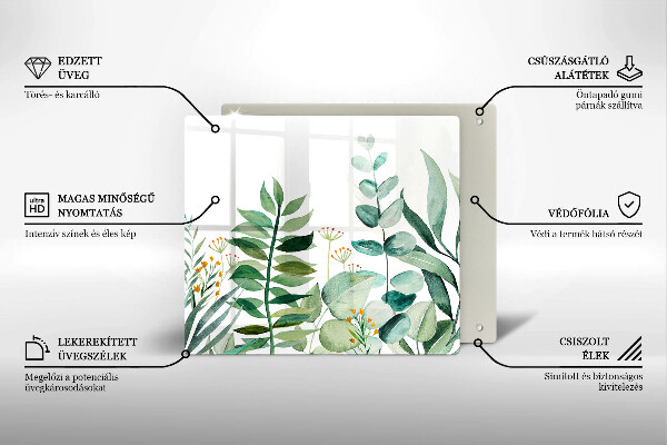 Üveg vágódeszka Növény levelek illusztráció