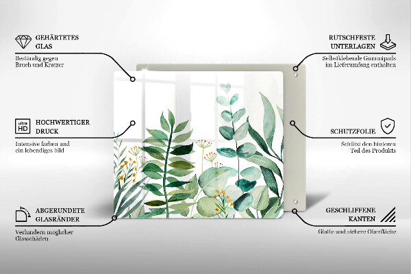 Üveg vágódeszka Növény levelek illusztráció