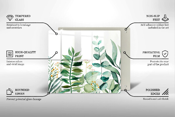 Üveg vágódeszka Növény levelek illusztráció