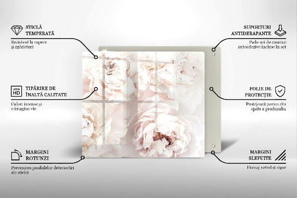 Üveg vágódeszka Pasztell bazsarózsa