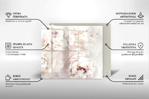 Üveg vágódeszka Pasztell bazsarózsa