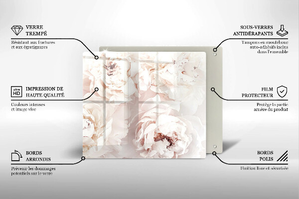 Üveg vágódeszka Pasztell bazsarózsa