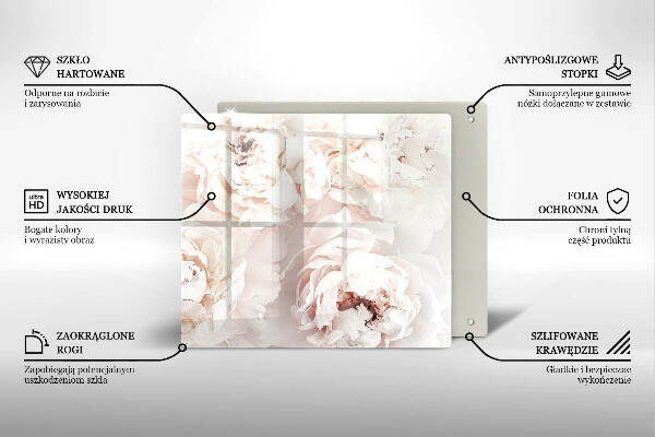 Üveg vágódeszka Pasztell bazsarózsa