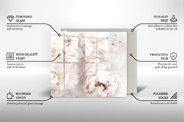 Üveg vágódeszka Pasztell bazsarózsa