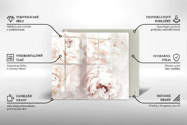 Üveg vágódeszka Pasztell bazsarózsa