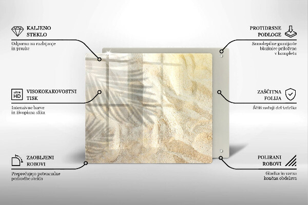 Üveg vágódeszka Pálmalevél és homok