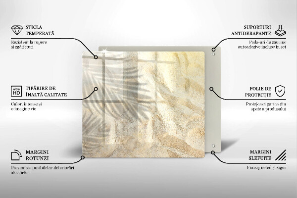 Üveg vágódeszka Pálmalevél és homok