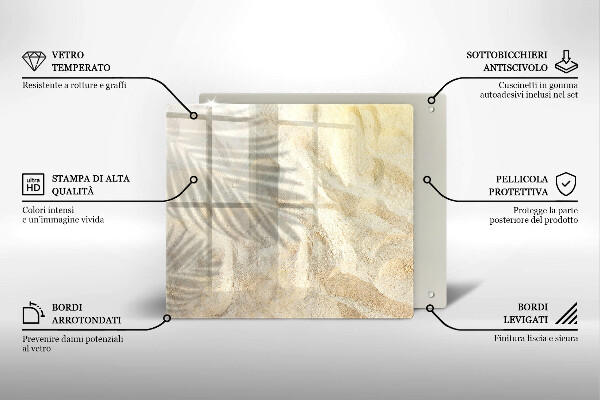 Üveg vágódeszka Pálmalevél és homok