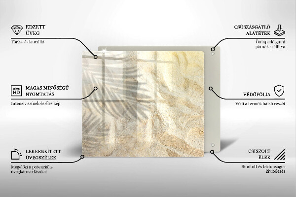 Üveg vágódeszka Pálmalevél és homok