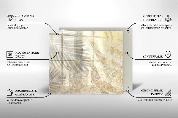 Üveg vágódeszka Pálmalevél és homok