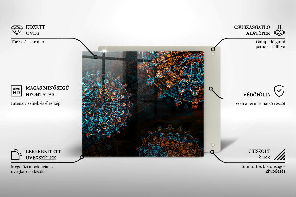 Üveg vágódeszka Boho vintage kerekek