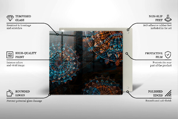 Üveg vágódeszka Boho vintage kerekek