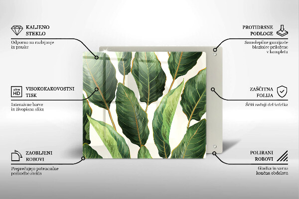 Üveg vágódeszka Banán levelek