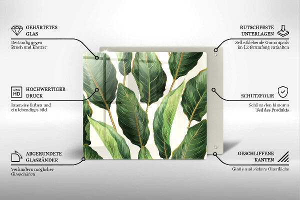 Üveg vágódeszka Banán levelek