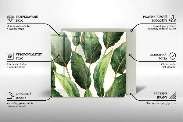 Üveg vágódeszka Banán levelek