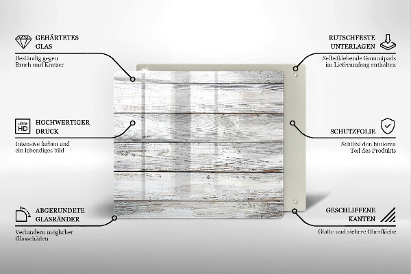 Üveg vágódeszka Világos fa táblák