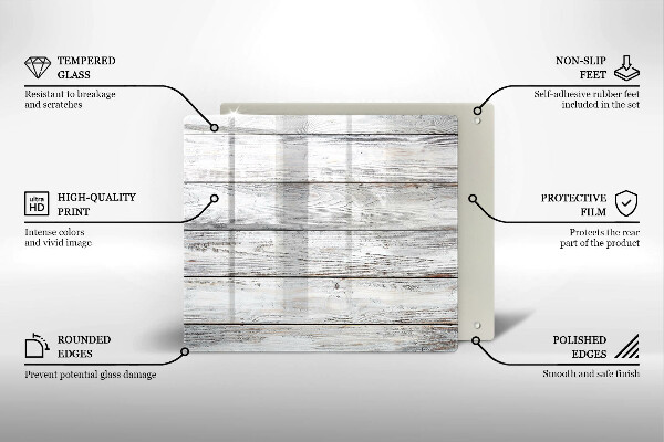 Üveg vágódeszka Világos fa táblák