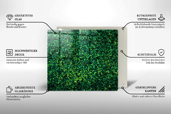 Üveg vágódeszka Növény kis levelekkel