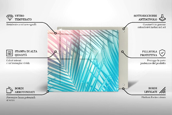 Üveg vágódeszka Pasztell levelek