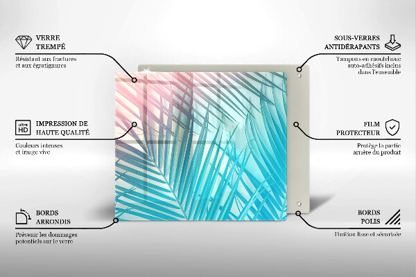 Üveg vágódeszka Pasztell levelek