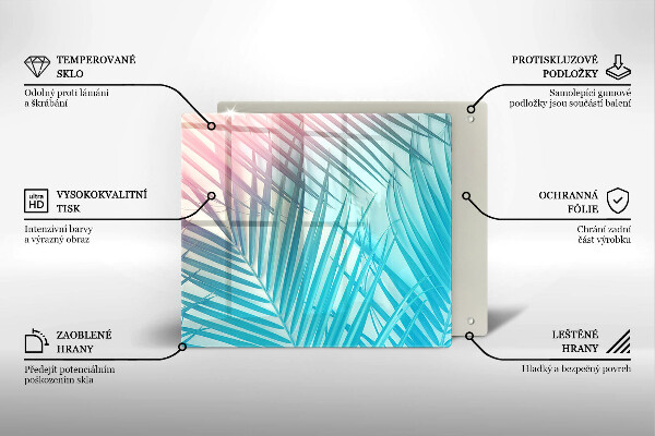 Üveg vágódeszka Pasztell levelek